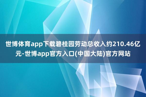 世博体育app下载碧桂园劳动总收入约210.46亿元-世博app官方入口(中国大陆)官方网站