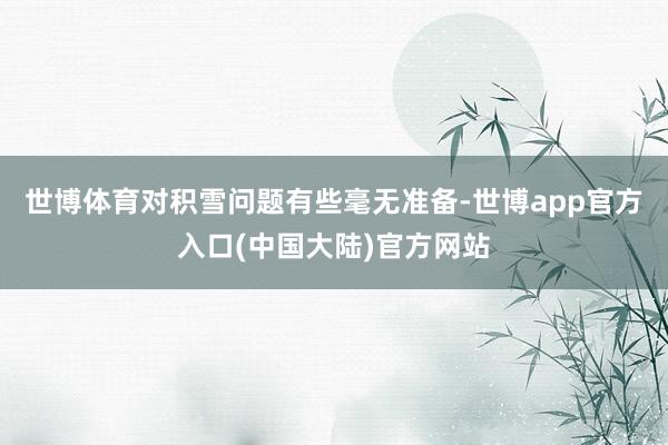 世博体育对积雪问题有些毫无准备-世博app官方入口(中国大陆)官方网站